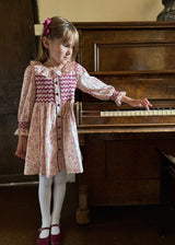 3-4 & 6-8y Elizabeth Blackwell Dress Heather in Bloom with Majestic Magenta Hand Smocking