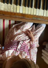 3-4 & 6-8y Elizabeth Blackwell Dress Heather in Bloom with Majestic Magenta Hand Smocking