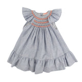 2-3 & 3-4y Indira Gandhi Flutter Dress Cross Stitch Weave Cotton with You’ve Been Tango’d Hand Smocking