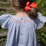 2-3 & 3-4y Indira Gandhi Flutter Dress Cross Stitch Weave Cotton with You’ve Been Tango’d Hand Smocking