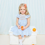 2-3 & 3-4y Indira Gandhi Flutter Dress Cross Stitch Weave Cotton with You’ve Been Tango’d Hand Smocking