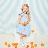 2-3 & 3-4y Indira Gandhi Flutter Dress Cross Stitch Weave Cotton with You’ve Been Tango’d Hand Smocking