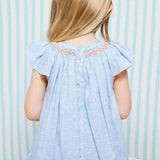 2-3 & 3-4y Indira Gandhi Flutter Dress Cross Stitch Weave Cotton with You’ve Been Tango’d Hand Smocking