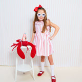 3-4y Isabella 1st Dress Aquafresh Stripe with Cherry Bowl Hand Smocking
