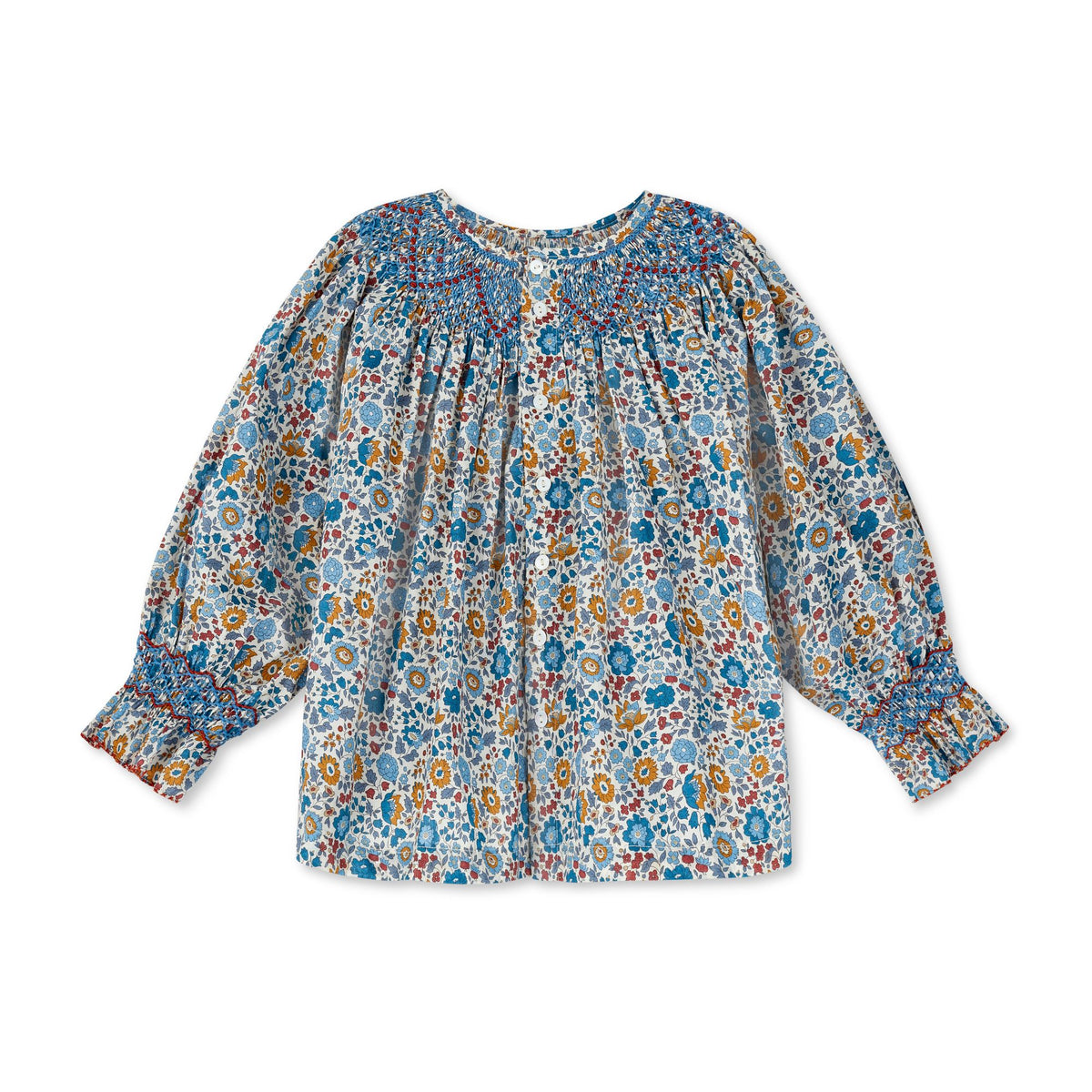 2-3y Joan of Arc Blouse with Russet Nights Hand Smocking made with Liberty D’anjo