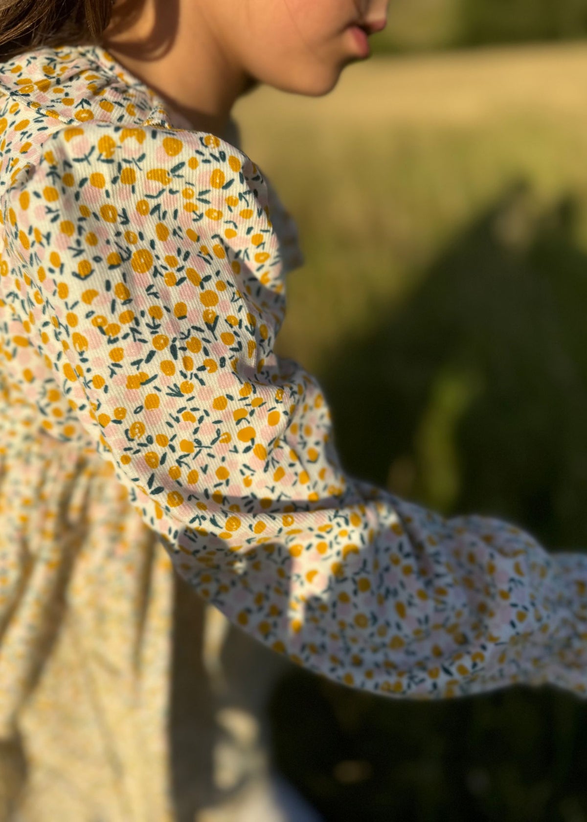 6-8y Katherine Johnson Dress Cloudberry Needlecord with Pinkberry Hand Smocking
