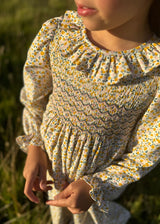 4-6 & 6-8y Katherine Johnson Dress Cloudberry Needlecord with Pinkberry Hand Smocking