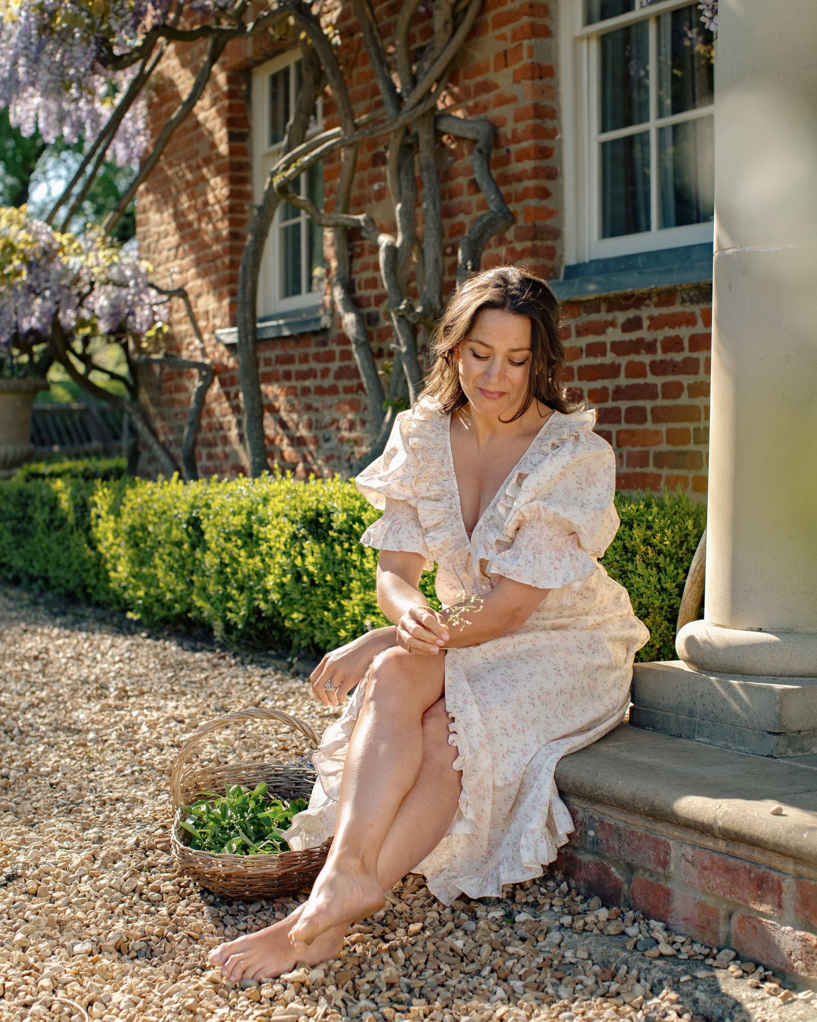 My Mulberry House x Smock London Lizzie Dress Tea Rose Cotton with Generous Gardener smocking