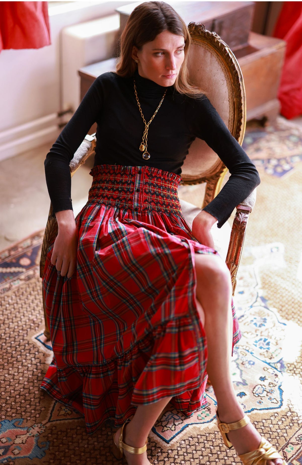 Mary Seacole Women's Skirt Royal Stewart with Nutcracker Hand smocking
