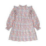 Mirabai Dress Petunia Floral with Rose White and Rose Red Hand Smocking