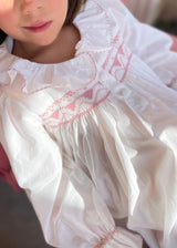 Nightingale Girl's Dress Moonstone with Kir Royale Hand Smocking