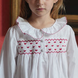 Nightingale Girls Dress Moonstone with Hearts Hand Smocking