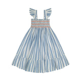 2-3y Rachel Carson Dress On The Horizon Stripe with You've Been Tangoed Hand Smocking