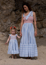 2-3y Rachel Carson Dress On The Horizon Stripe with You've Been Tangoed Hand Smocking