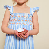 2-3y Rachel Carson Dress On The Horizon Stripe with You've Been Tangoed Hand Smocking