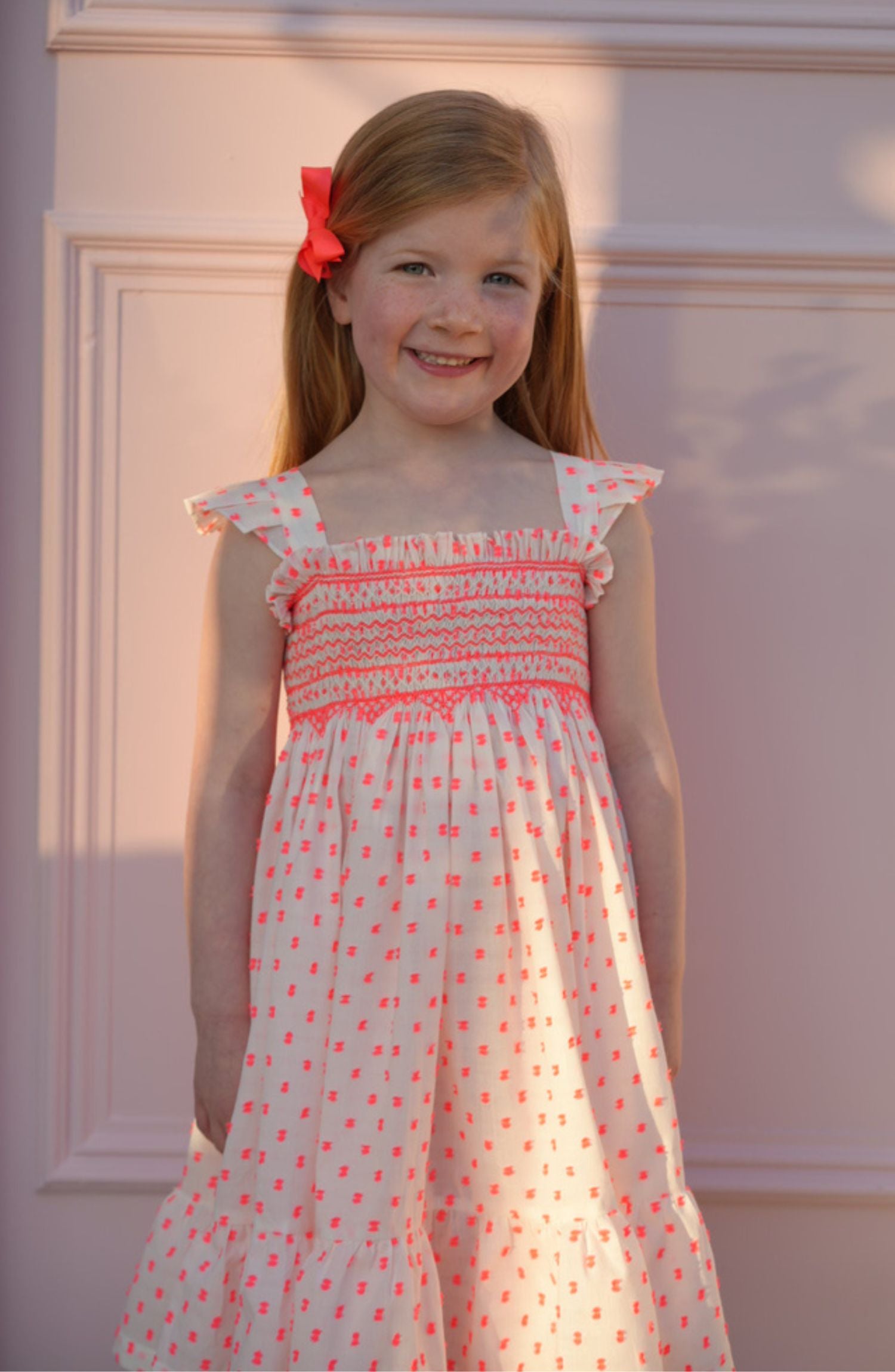 Rachel Carson Girls Dress Pack a Punch Plumetti with Big Top Hand Smocking