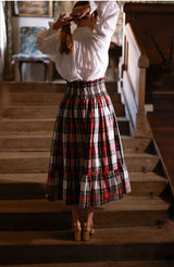 Sullivan Women's Skirt Royal Tartan with Black Gold Hand Smocking