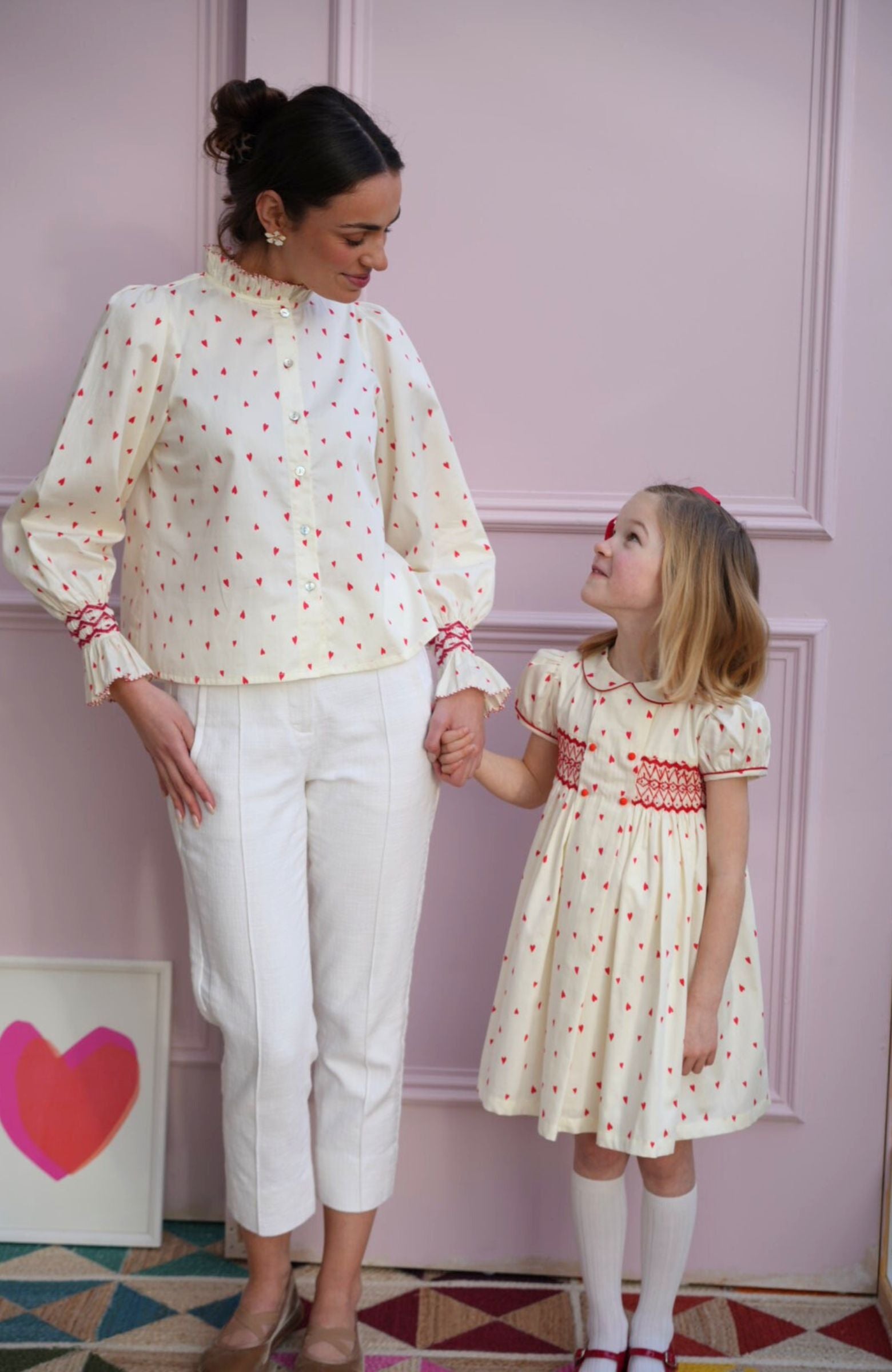 Thatcher Dress Loveheart Cotton Lawn with My Funny Little Valentine Hand Smocking
