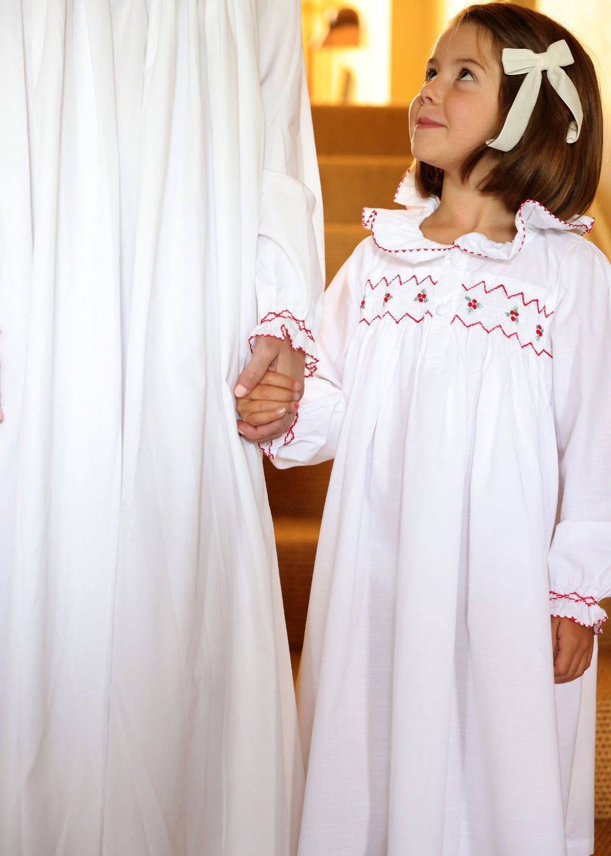 S/M Women's Nightingale Night Dress Moonstone with Holly Hand Smocking