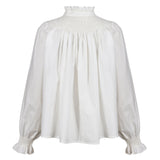 Scholl Women's Blouse White with Ivory Hand Smocking