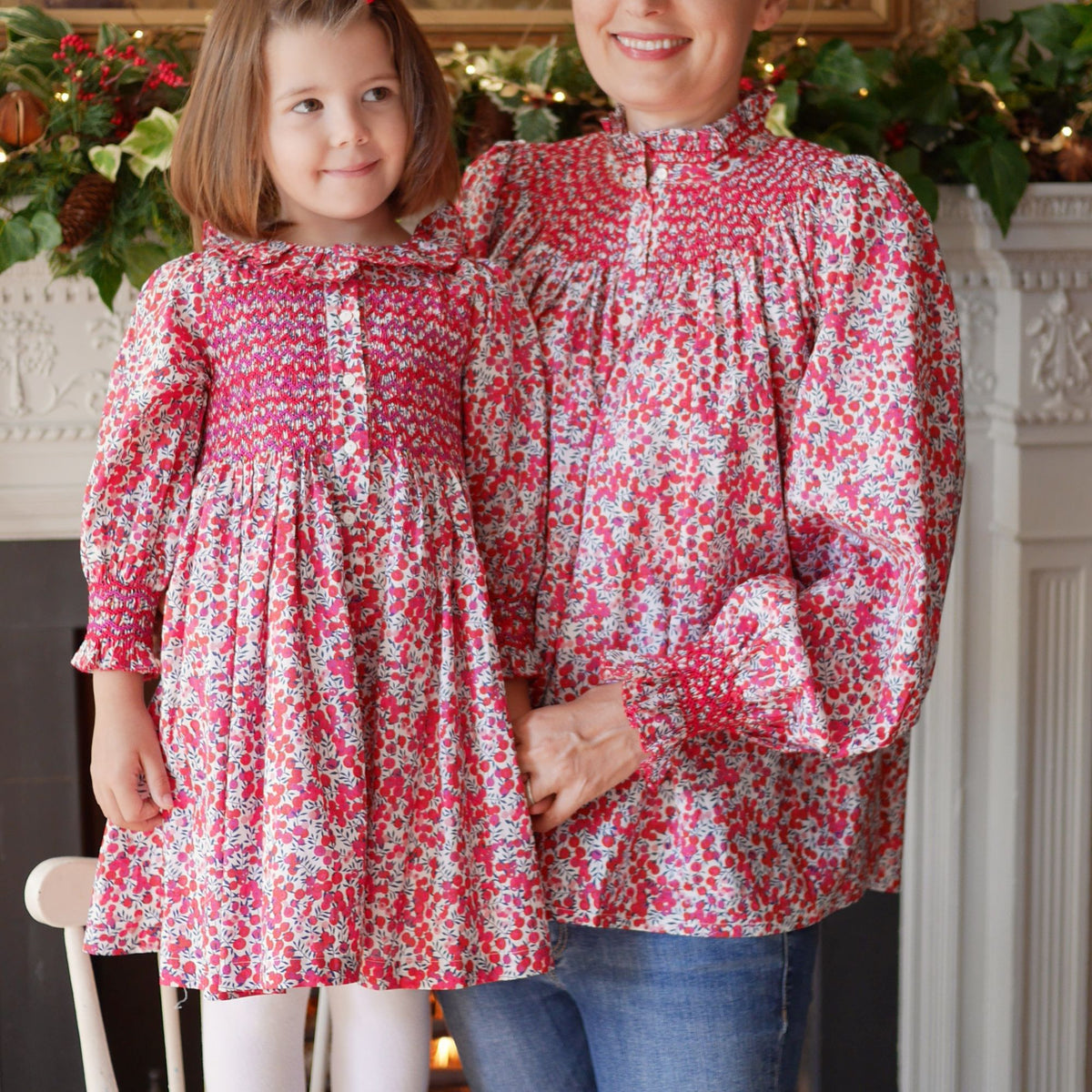 Small Scholl Women's Blouse with Santa Hand Smocking made with Liberty Wiltshire Fabric Edition 5