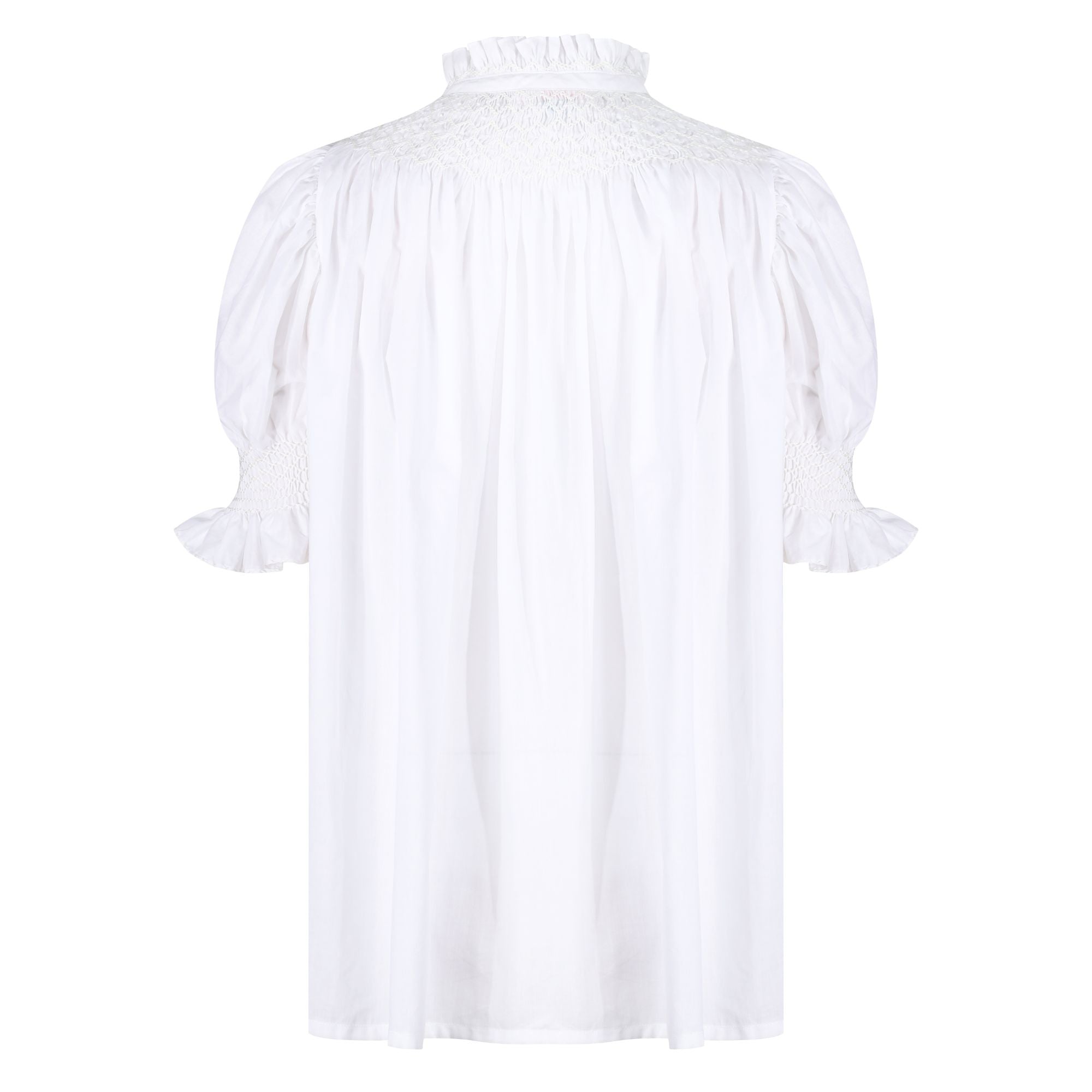 Scholl Women's Summer Blouse White with Ivory Hand Smocking Edition 9