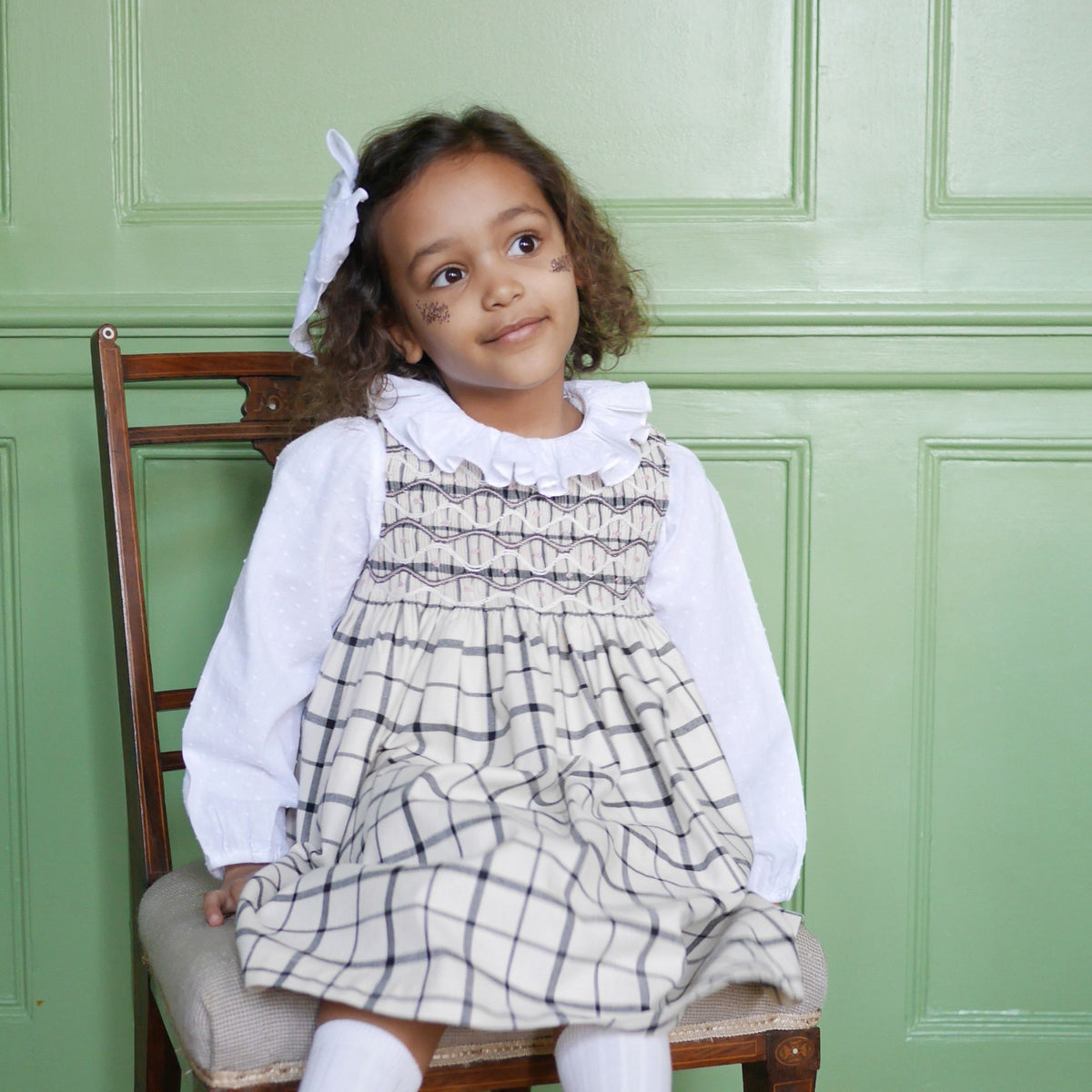 6-8y Tubman Pinafore Checkmate with Palais Royale Hand Smocking