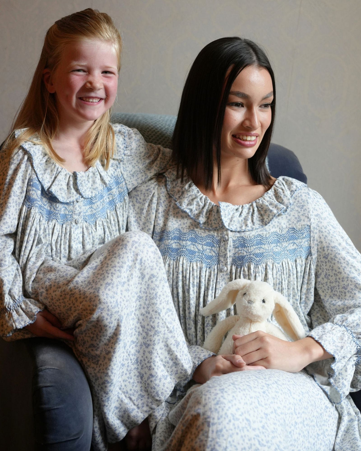 Women's Nightingale Dress Cornflower Ditsy with Bluebell Hand Smocking