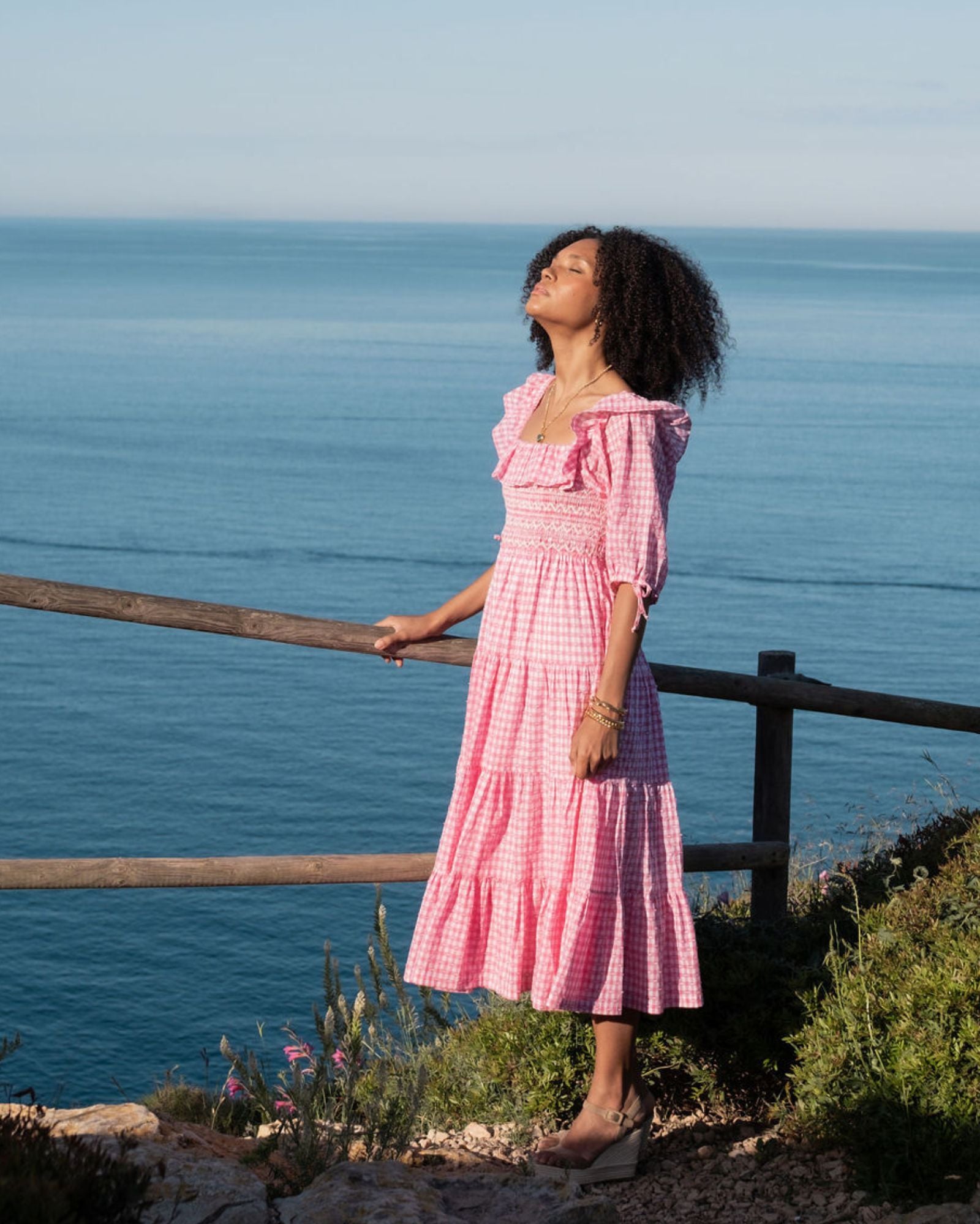 Mitford Dress Pink Puff Plumetti Gingham with Ivory Hand Smocking
