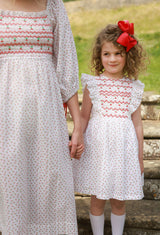 Josefine Butler Dress Bonne Maman Cotton with Cherry Bakewell Hand Smocking