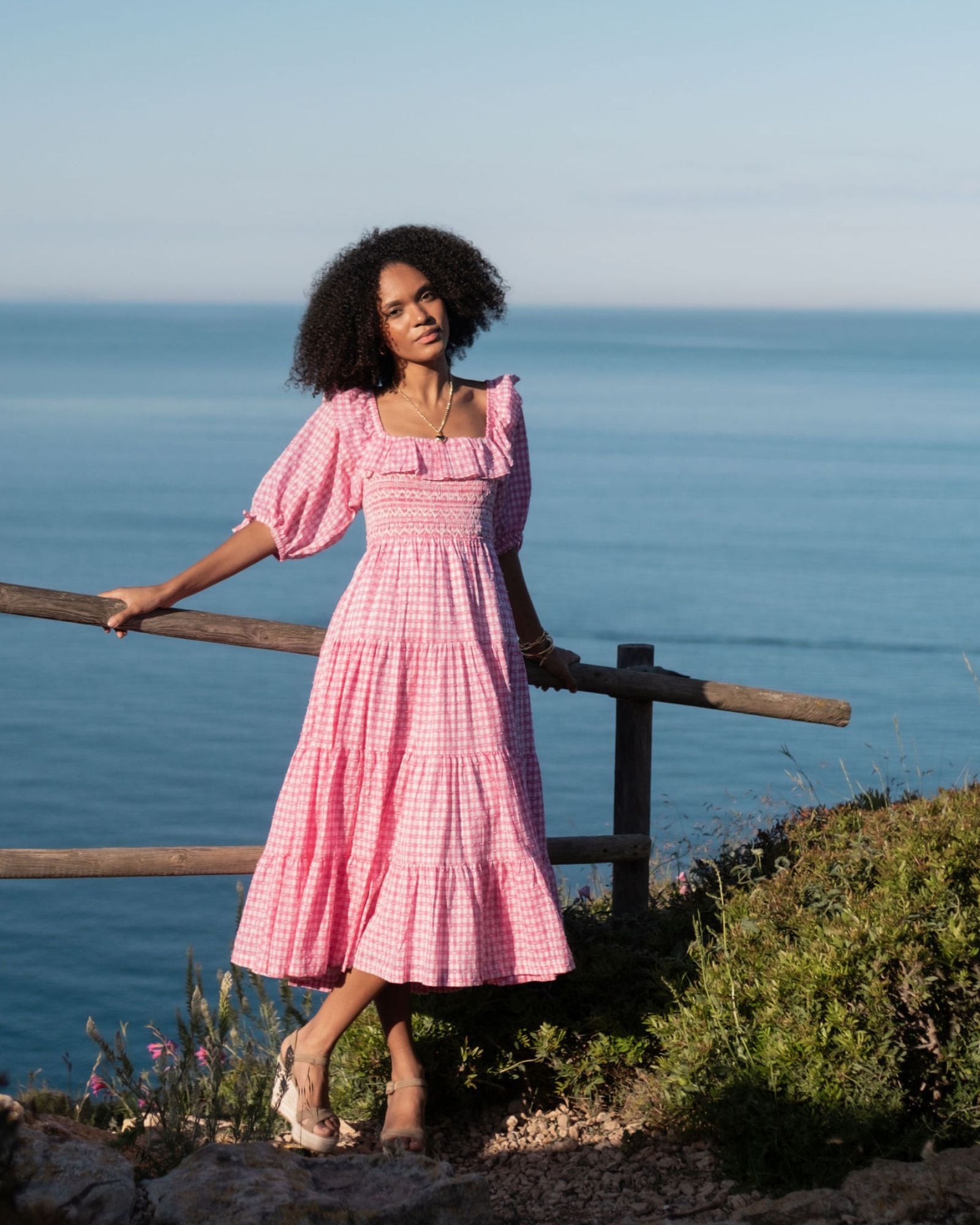 Mitford Dress Pink Puff Plumetti Gingham with Ivory Hand Smocking
