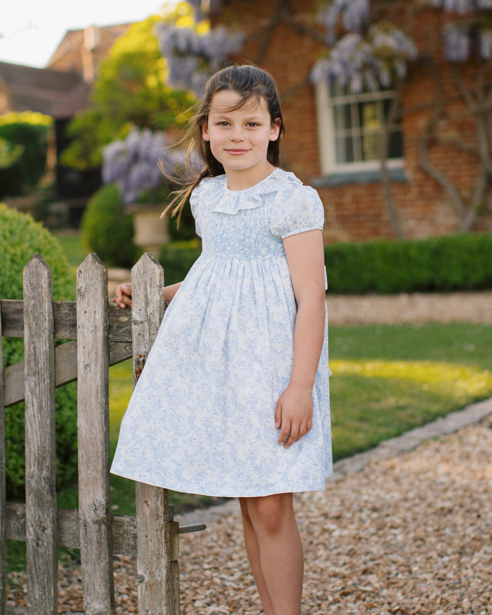 India Dress Toile des Champs with Delphinium Hand Smocking