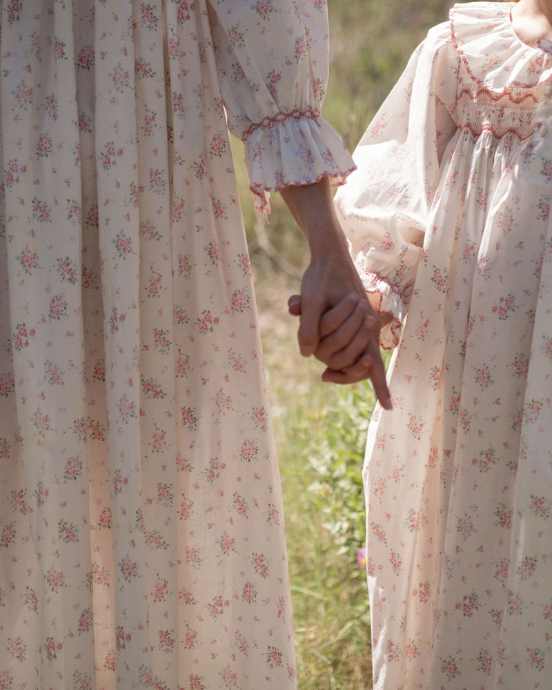 Nightingale Women's Dress Rosebud Chintz with Peony Hand Smocking