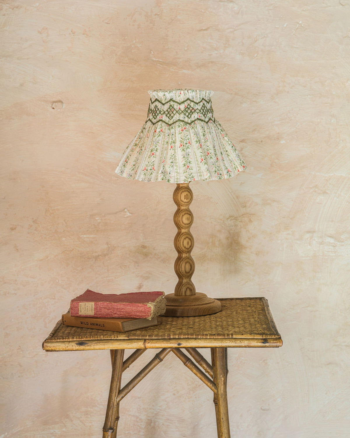 Edit58 x Smock London Elsie Lampshade Secret Garden Trellis with Sage Hand Smocking