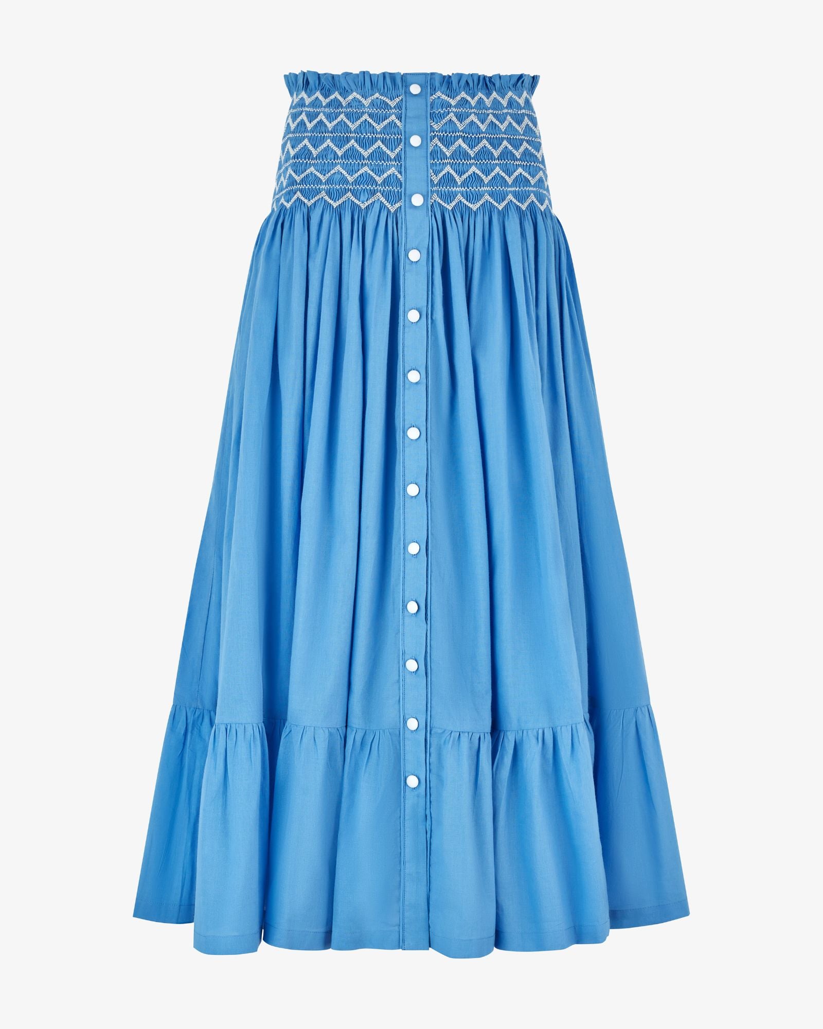 Sullivan Skirt Lapis Lazuli Cotton with Seagull Hand Smocking