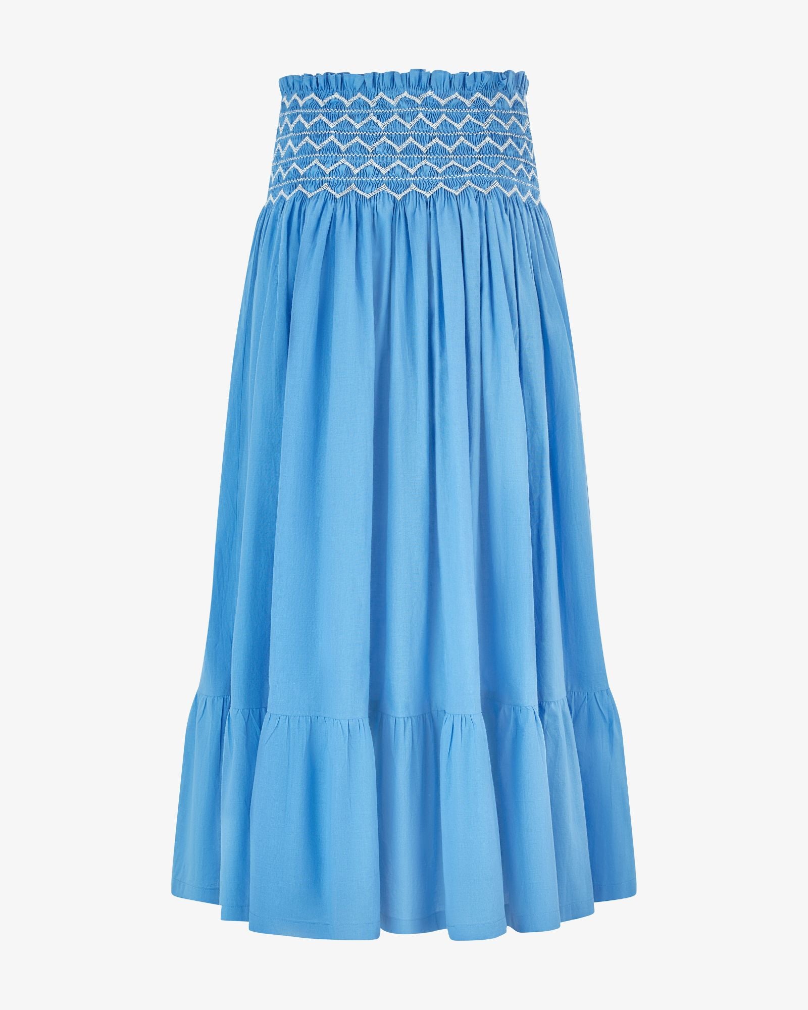 Sullivan Skirt Lapis Lazuli Cotton with Seagull Hand Smocking