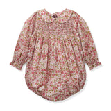 Jane Austen Romper with Raspberry Crumble Hand Smocking made with Liberty Poppies and Daisies