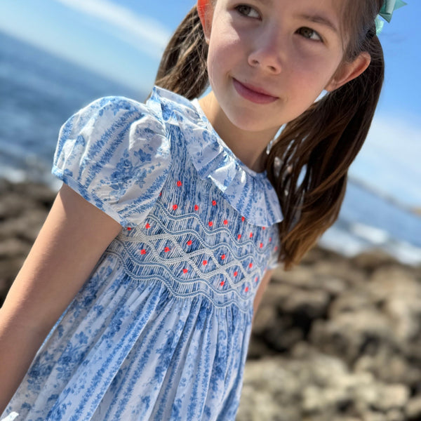Katherine Johnson Dress Antoinette Stripe with Hint of Mischief Hand Smocking
