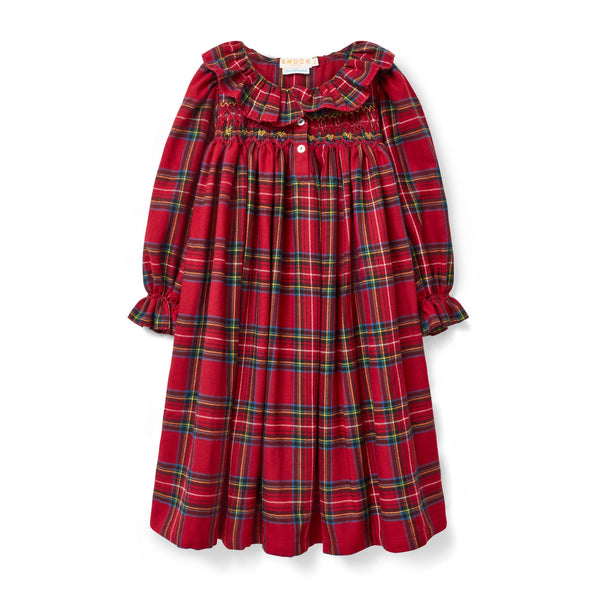 Nightingale Girl's Dress Highland Tartan with Hearts of Gold Hand Smocking