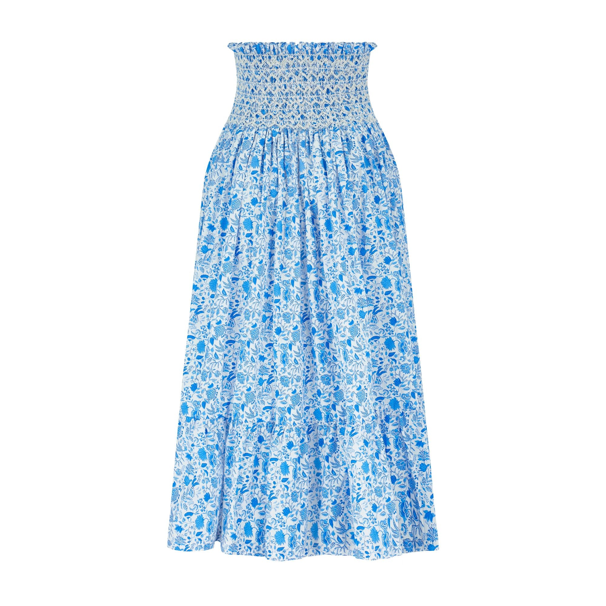 Sullivan Skirt Rhapsody in Blue with White Smocking