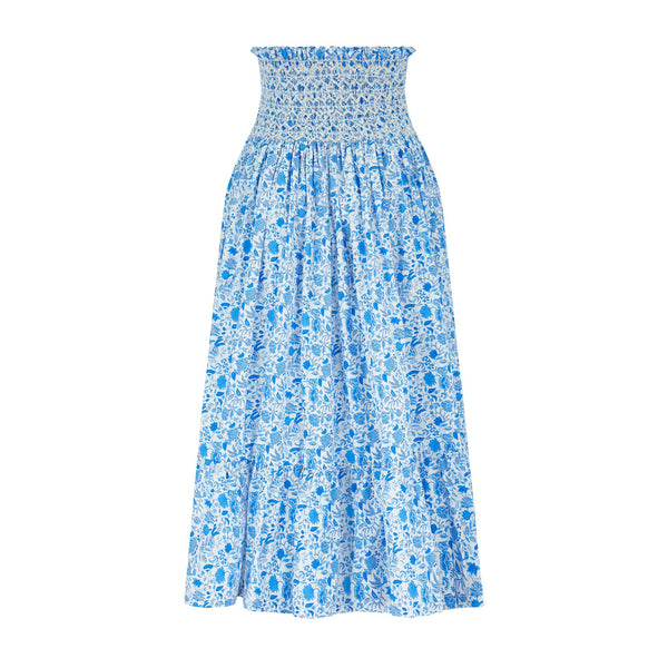 Sullivan Skirt Rhapsody in Blue with White Smocking