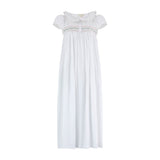 Memo Press x Smock London Women's Nightingale Dress Moonstone with Rose Garland Hand Smocking