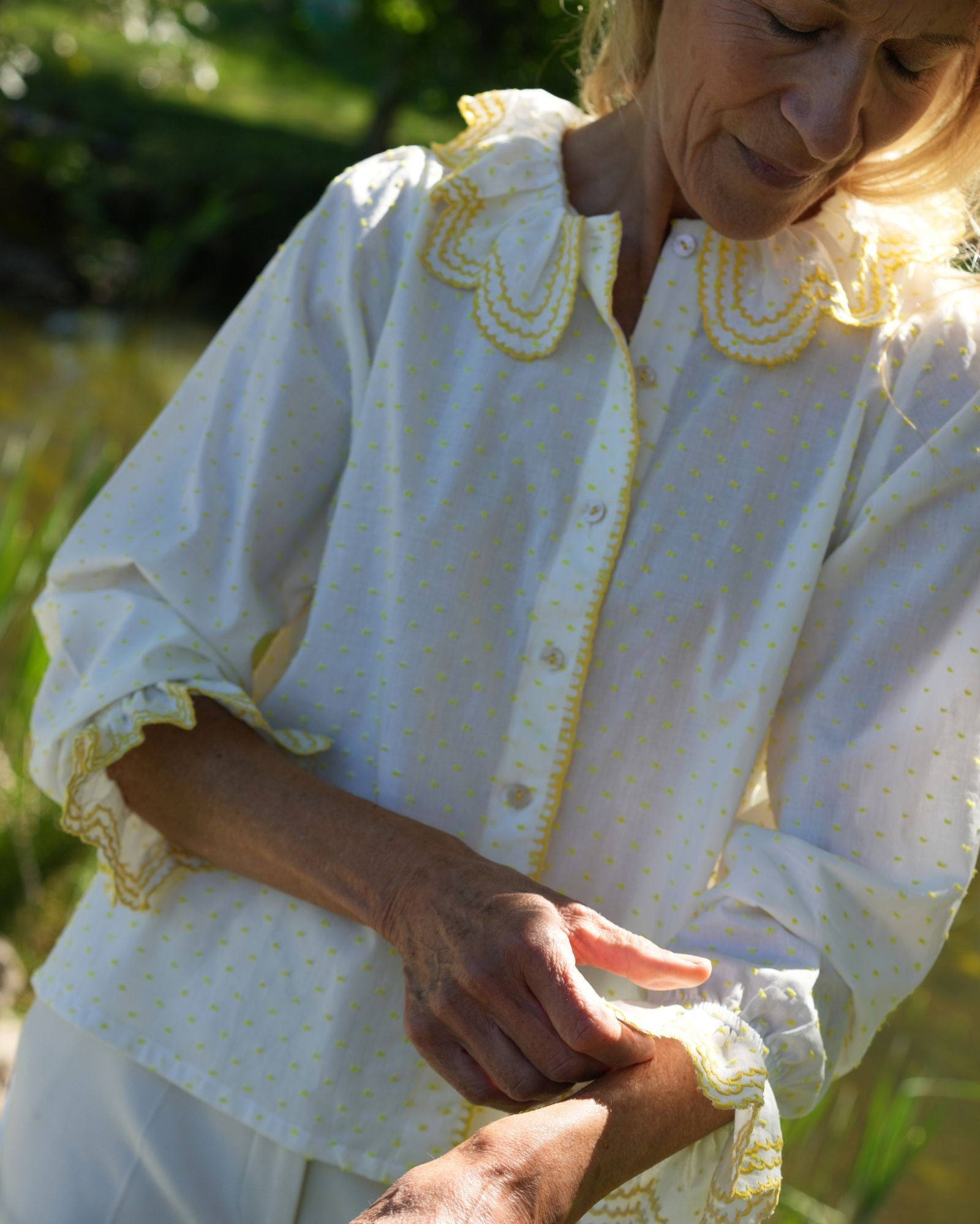Bronte Blouse Primrose Plumetti Daffodil Embroidery