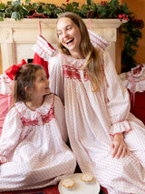 Nightingale Girl's Dress Red Berry Plumetti with Stacked Waves Hand Smocking