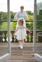 Katherine Johnson Dress Brunnera Blooms with Forget Me Not Hand Smocking