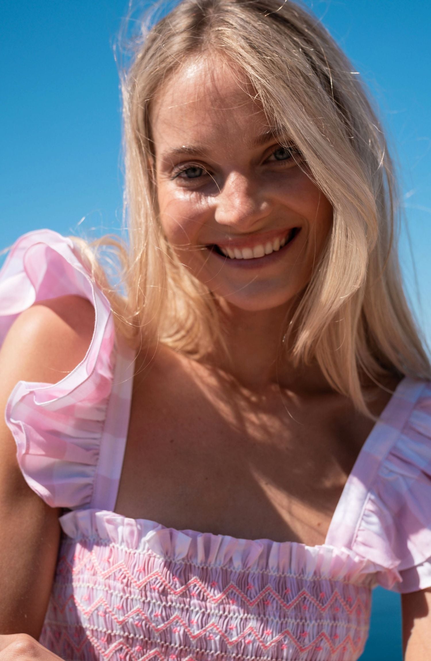 Rachel Carson Dress Candyfloss Gingham with Cocoloco hand Smocking