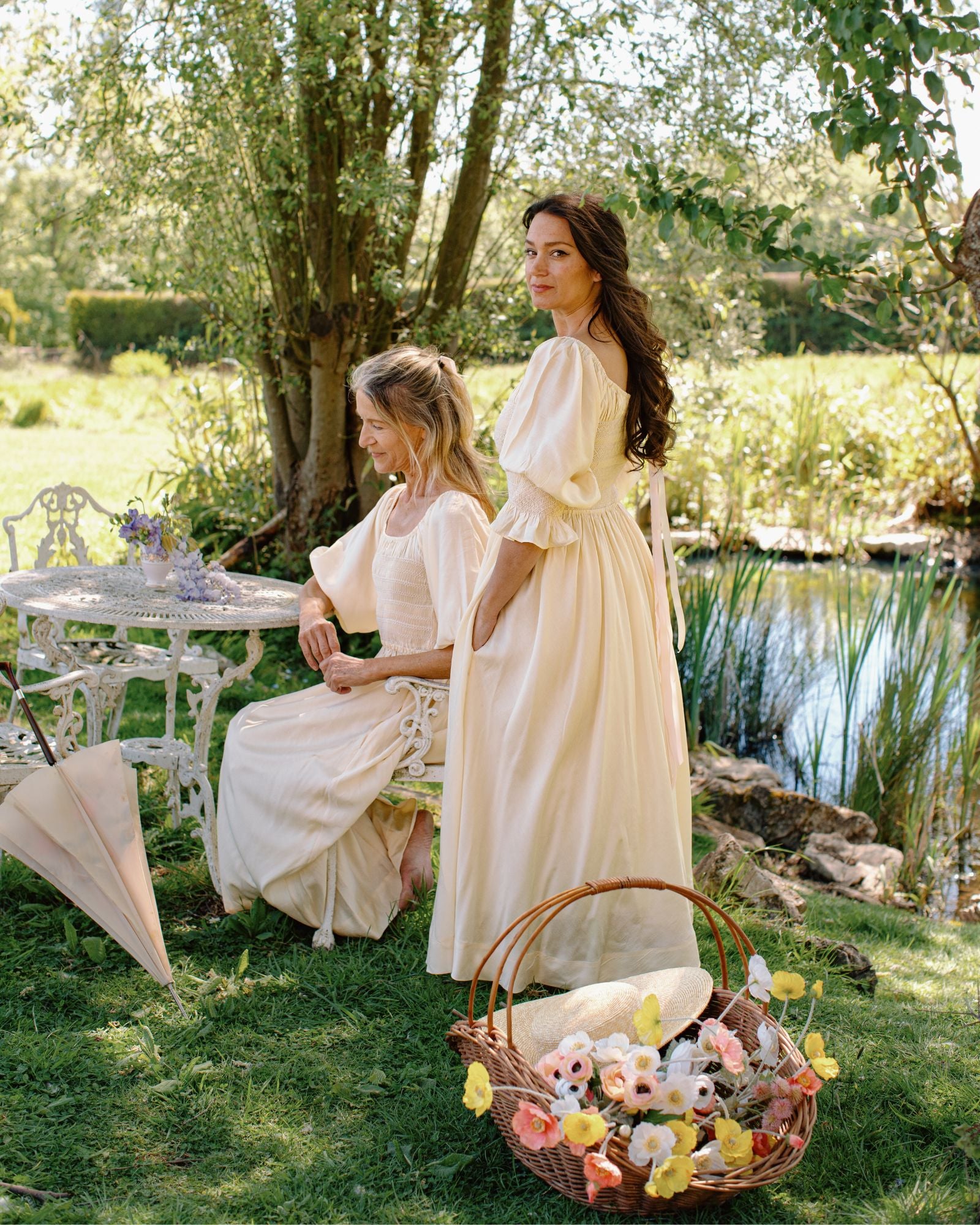 My Mulberry House x Smock London Liesl Dress Buttermilk Silk Cotton with Parchment Hand Smocking