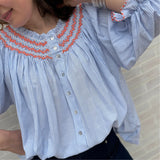 Cleopatra Blouse Summer Skies Cotton with You’ve Been Tango’d Hand Smocking Edition 24