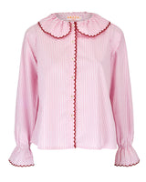 De Beauvoir Blouse Dolls House Stripe with Kiss Kiss Embroidery