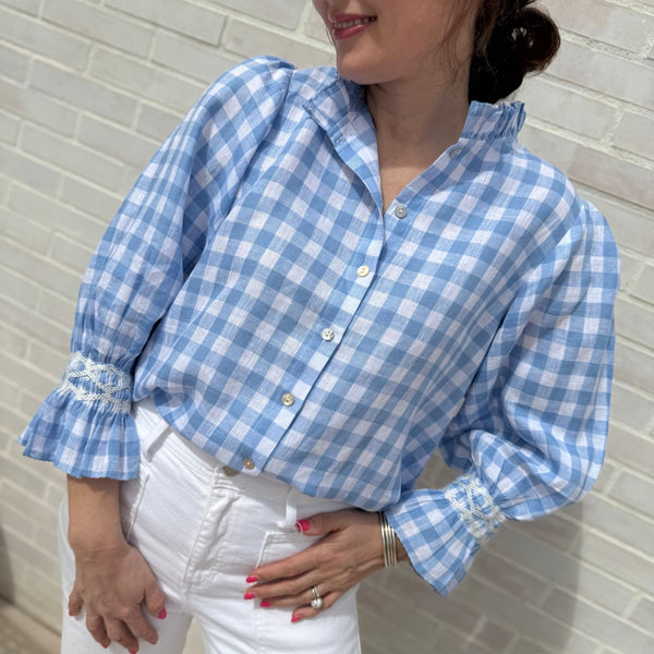 Shelley Blouse Lupin Gingham with Cow Parsley Hand Smocking Edition 9